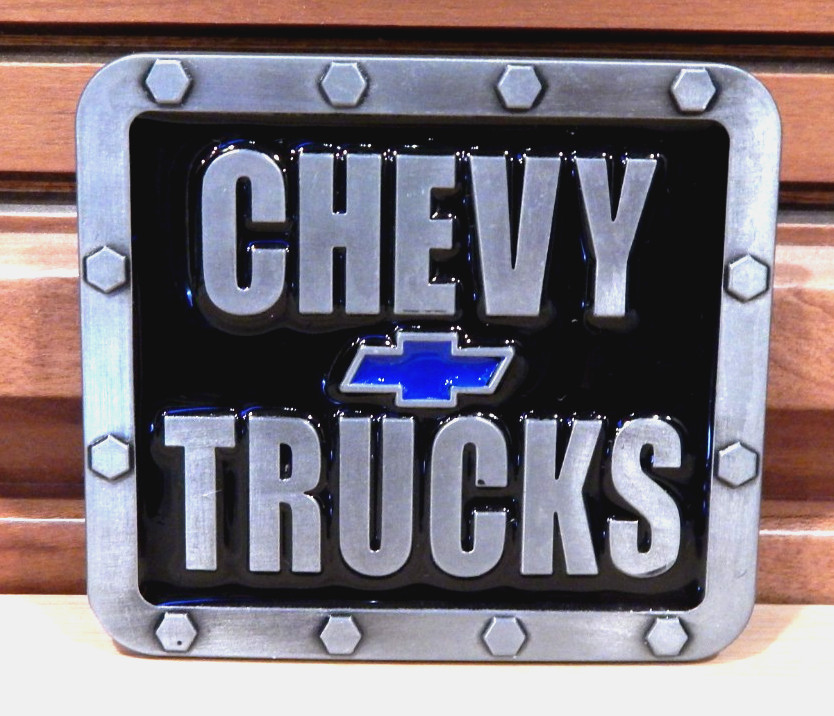NEW Chevy Trucks Logo Pewter Finish Enamel Metal Belt Buckle
