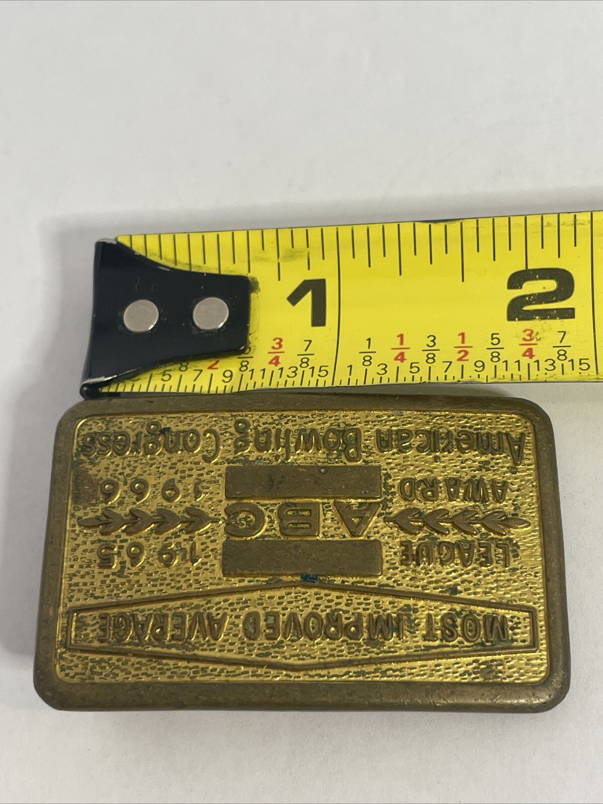 Vtg. American Bowling Congress Belt Buckle Most Improved Average League Award