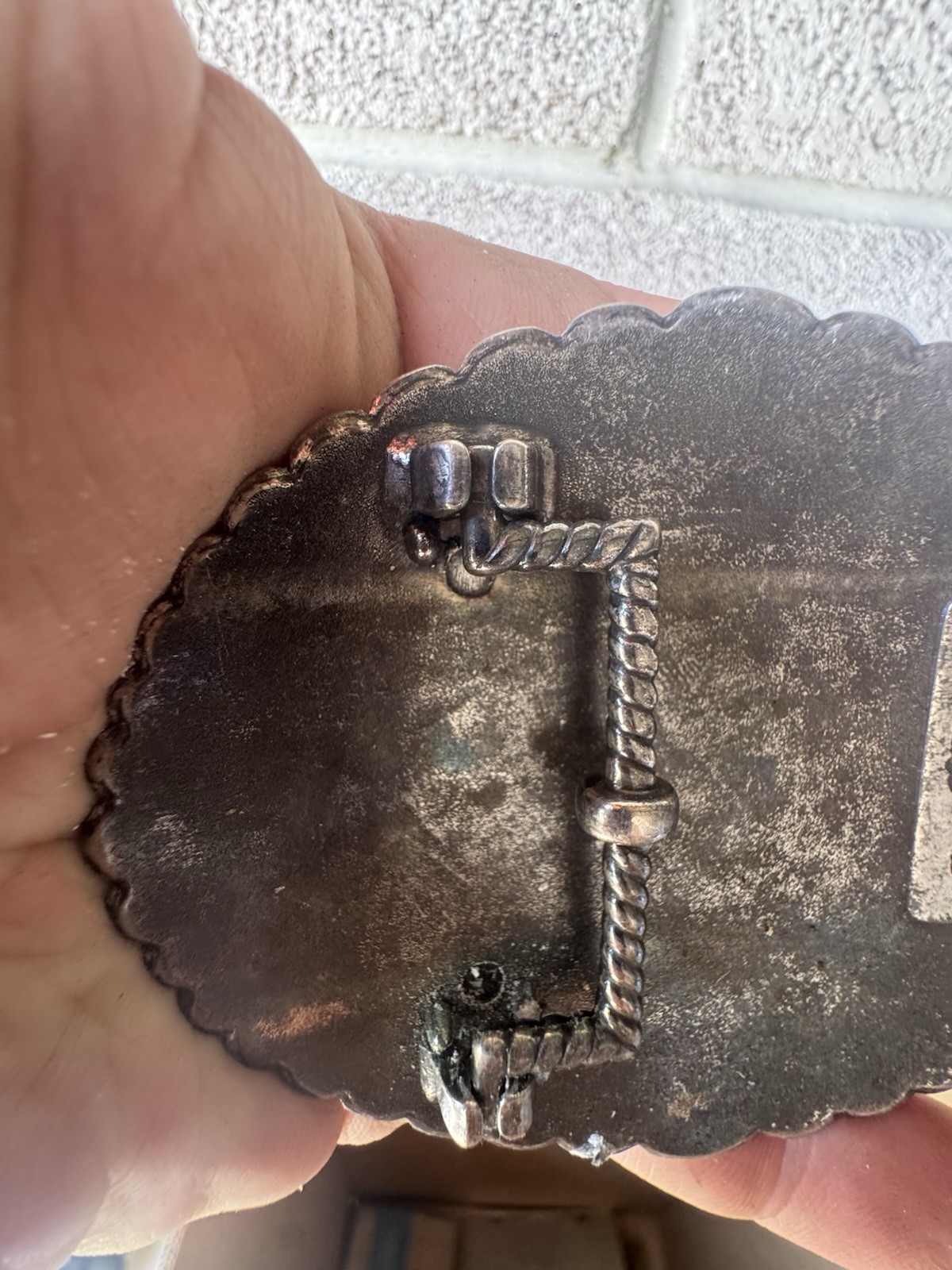 Nocona Western Belt Buckle Cowboy Man at Cross Praying Silver 37374