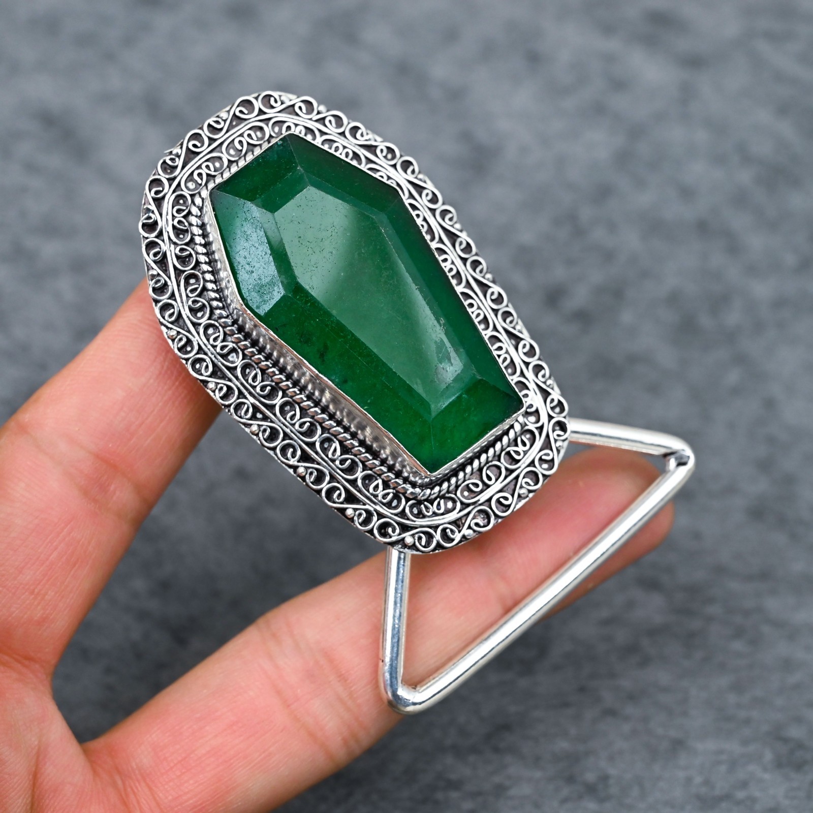 Quartz Faceted Coffin Cut Belt Buckle Handmade Silver Plated Belt Buckle For Him