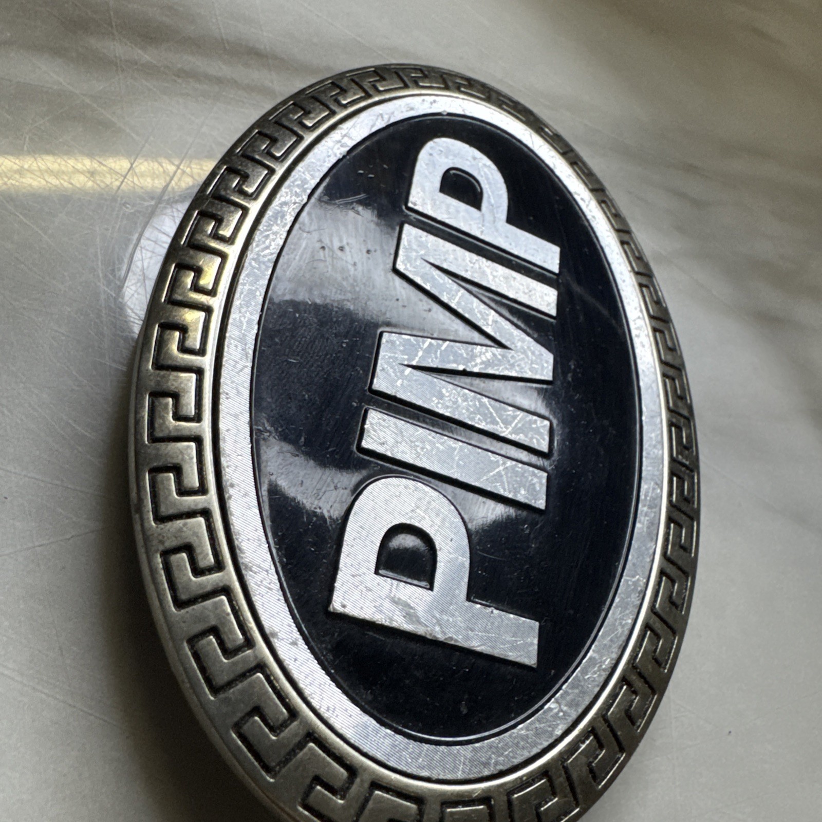 Pimp Belt Buckle Black & Sliver