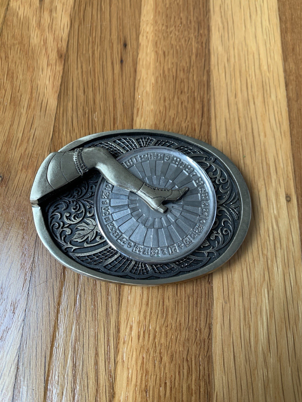 Vintage The Gal Leg Vintage Bronze Spinning Belt Buckle Collectible RARE