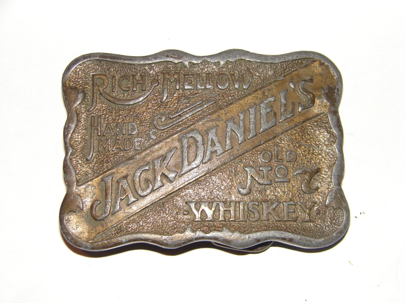 Vintage Jack Daniel&rsquo;s Whiskey Pewter Belt Buckle Old No.7 Whiskey