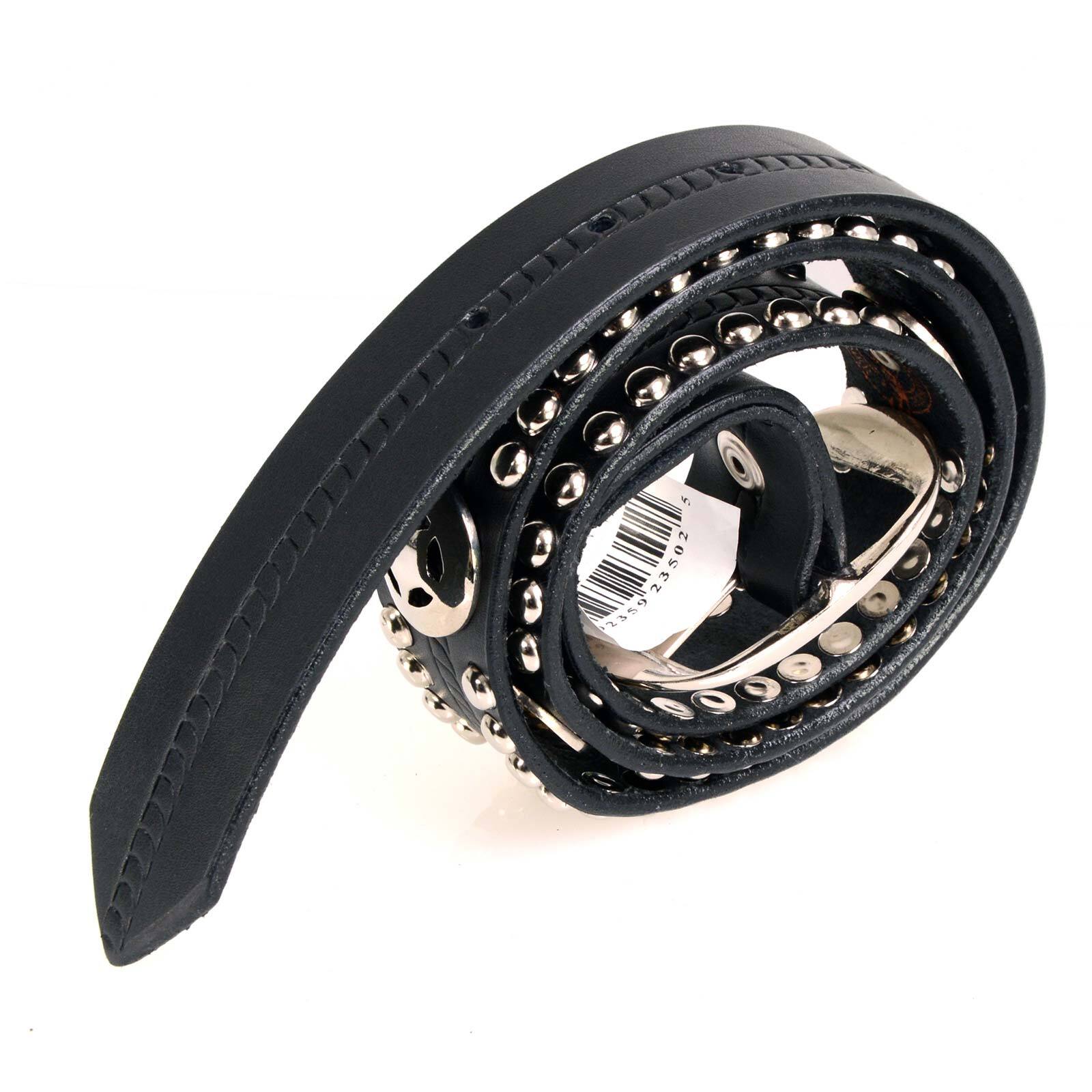 Milwaukee Leather MP7131 Mens Chrome Studded & Star Emblem Leather Belt w/Buckle