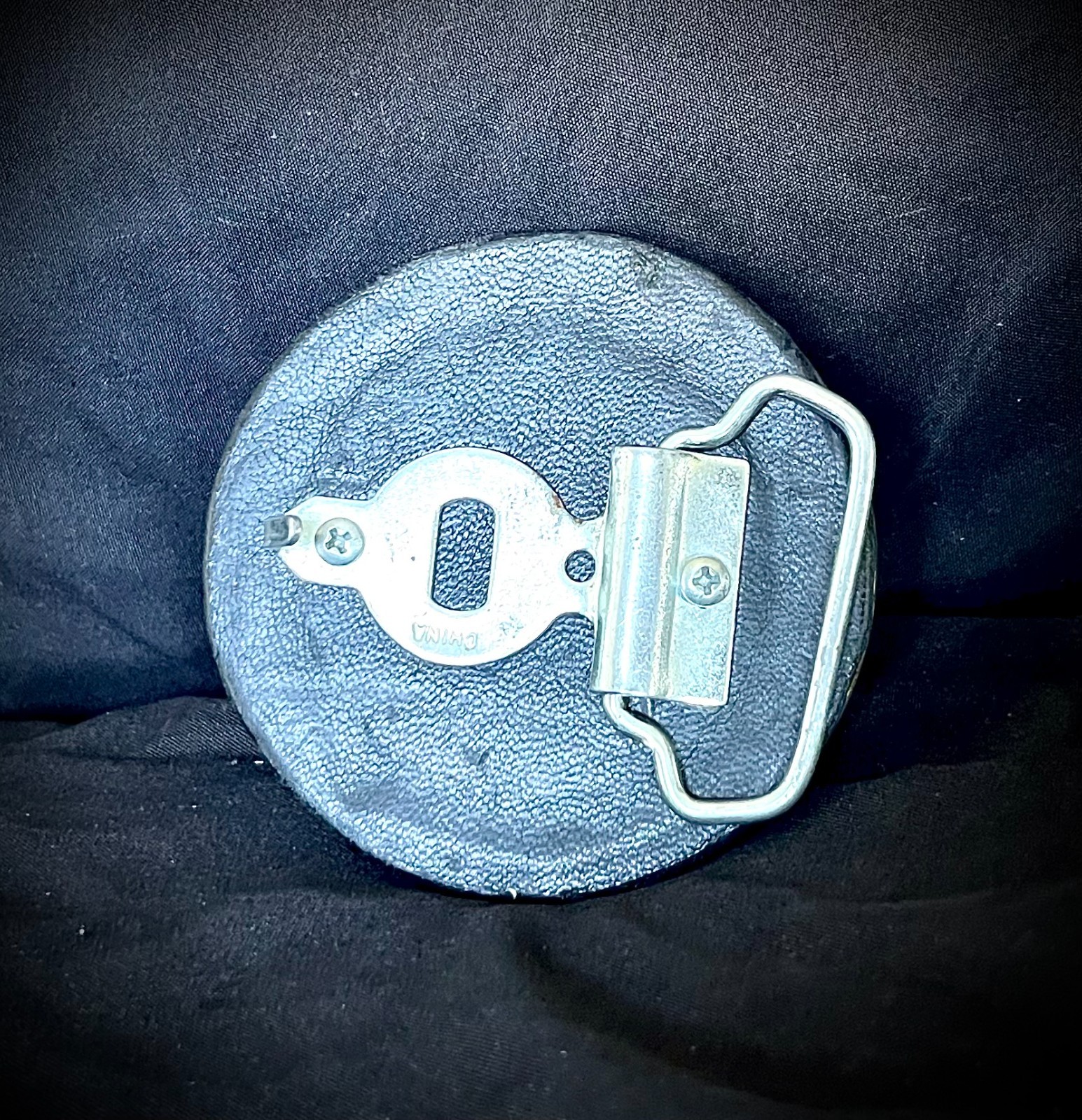 “Red Stone Shield”Industrial Art Belt Buckle Handmade OOAK Darren McNeese