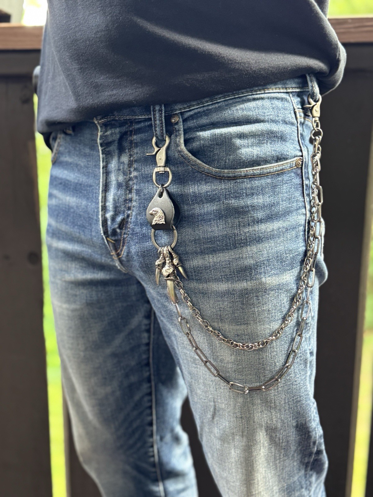 Biker Waist Chain Leather Eagle Claws
