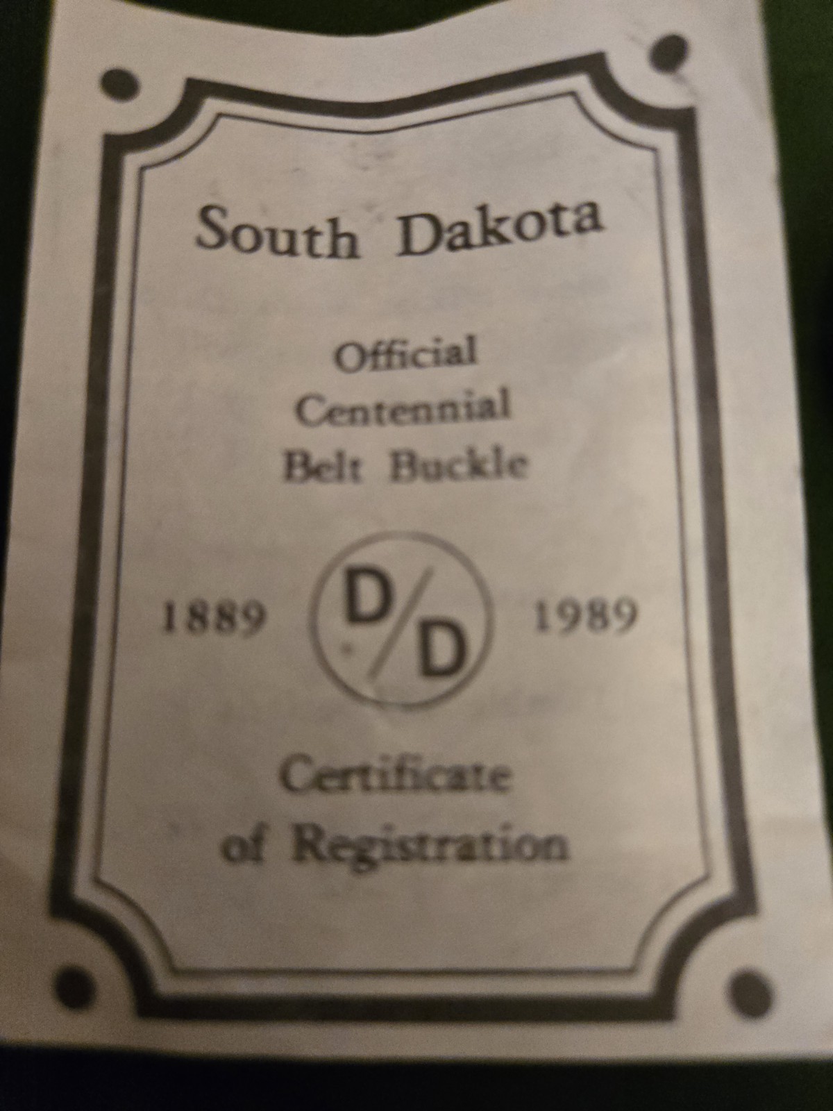 South Dakota Belt Buckle Centennial 1989 Collector METAL Man Cave Patina GIFT