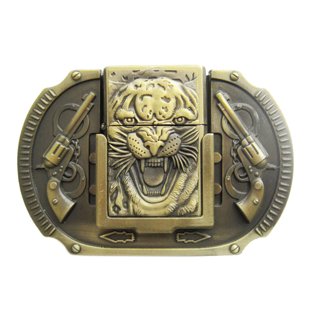 Vintage Bronze Western Tiger Wildlife Lighter Belt Buckle also Stock in US