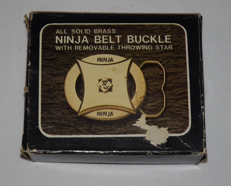 Vintage 1970s Ninja Star (removable) Solid Brass Belt Buckle