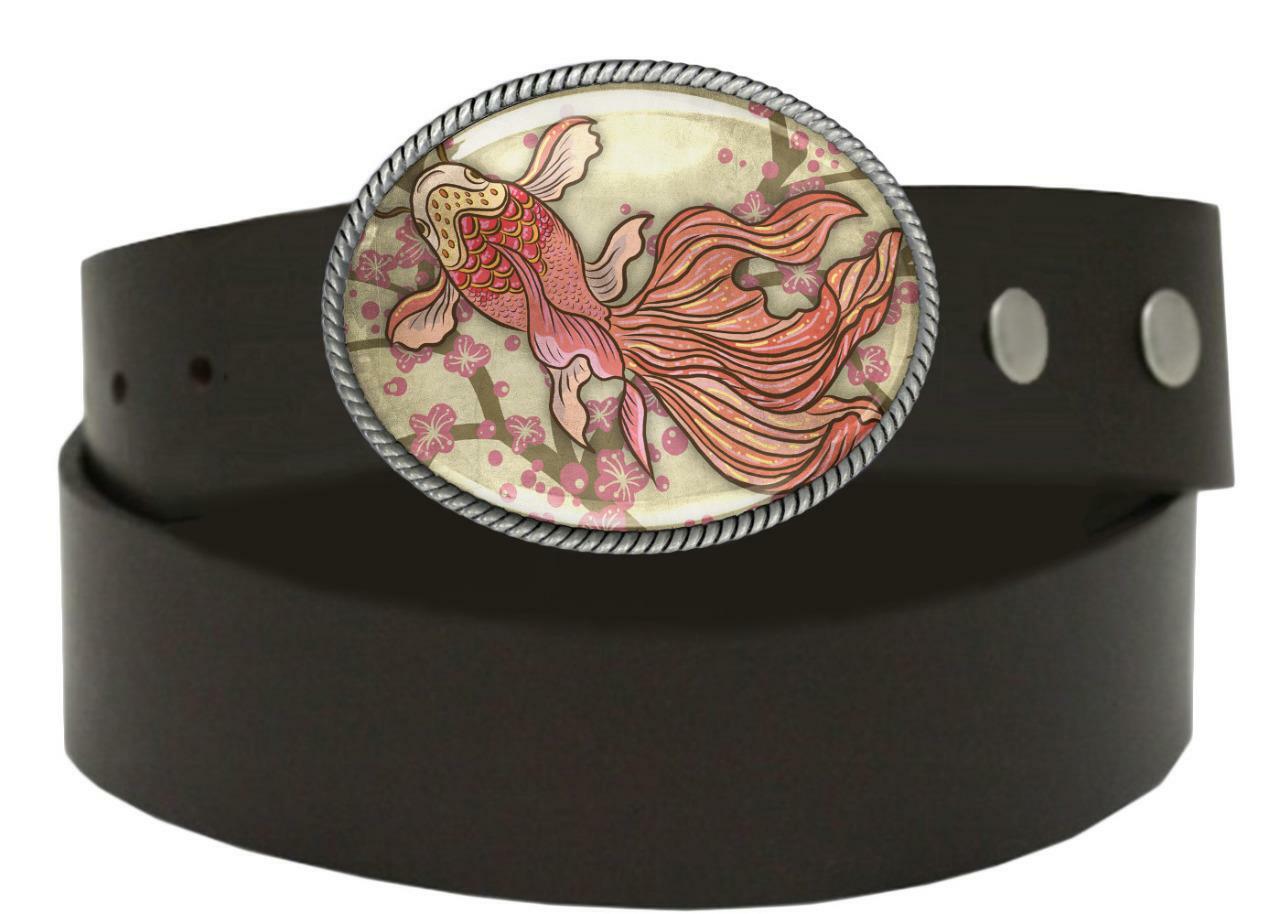 Koi Fish Belt Buckle – Traditional Japanese Tattoo Handmade Artisan – 734
