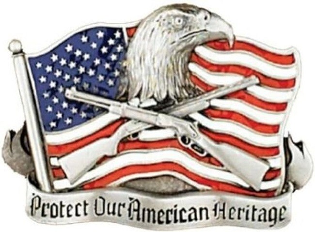 Western Express Protect Our American Heritage Belt Buckle 3-1/4 Inch x 2-1/2 Inc