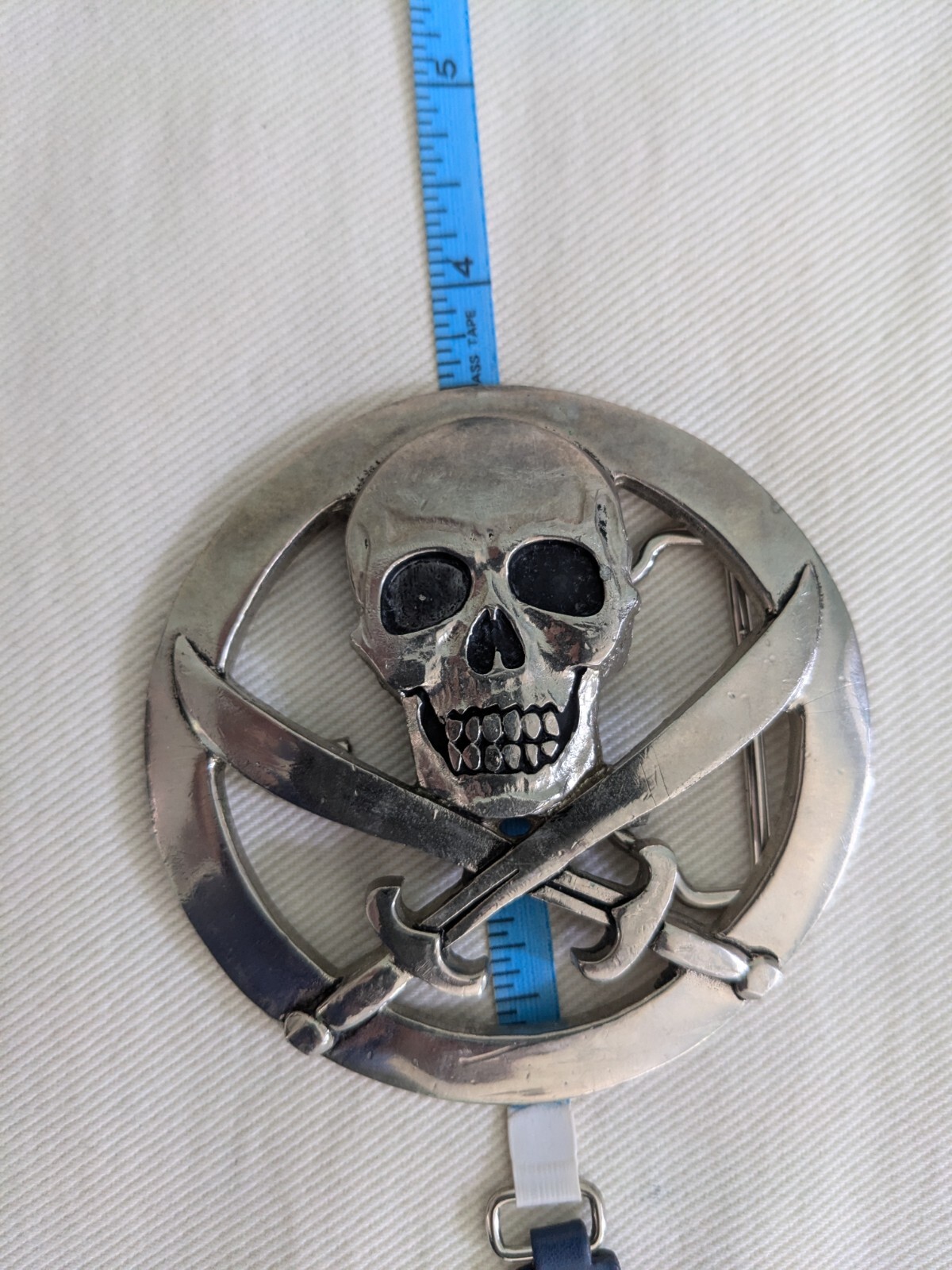 Silver Star Skull and Swords Belt Buckle Made in USA