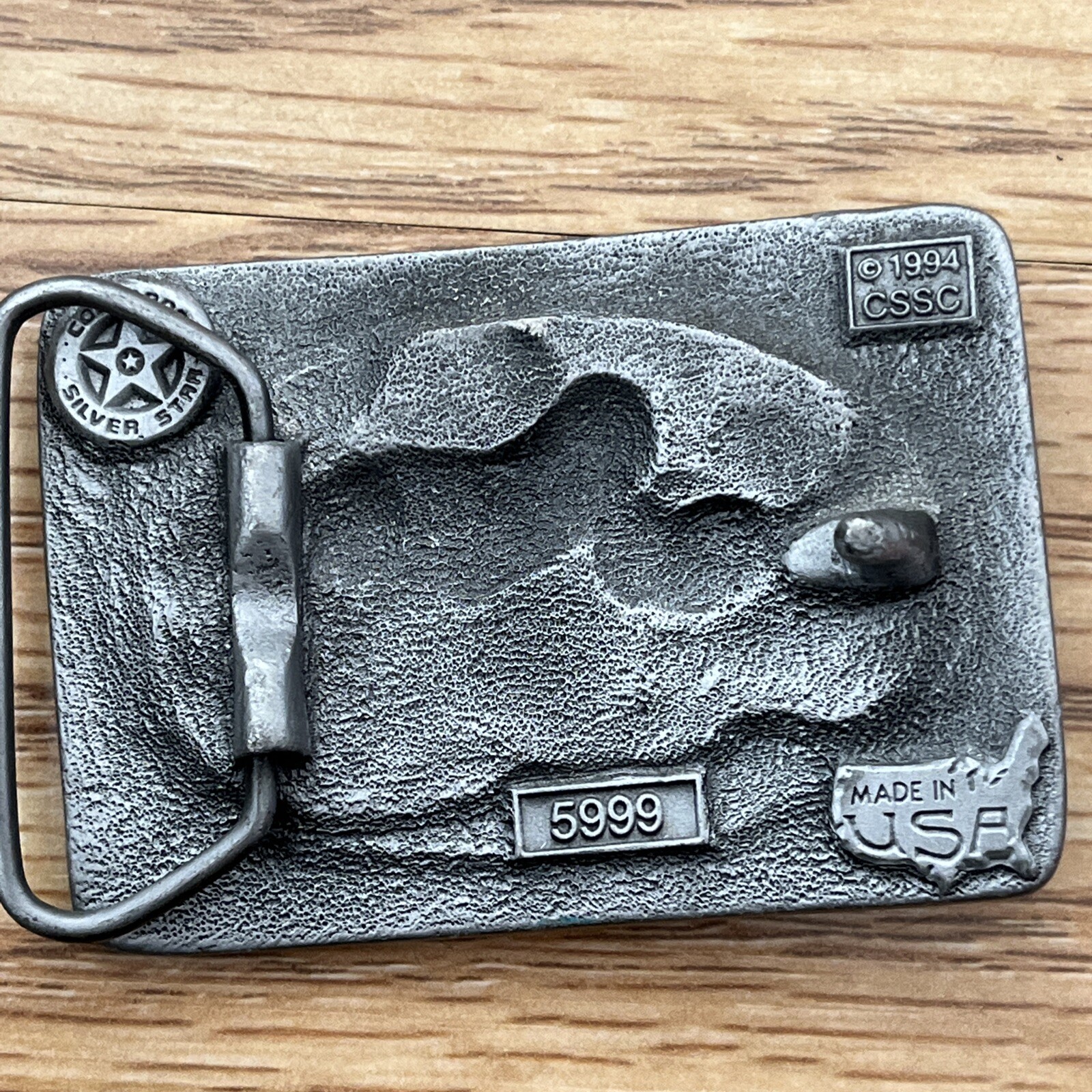 Vintage 1994 Silver Star Colorado Horse Fawn Belt Buckle 5999 Made In USA Pewter