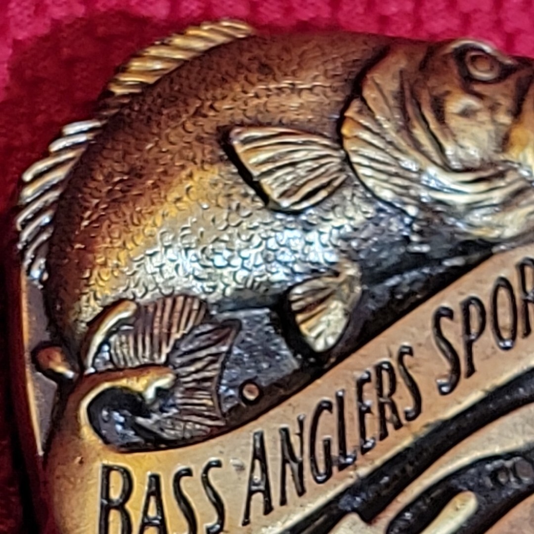 3&Prime; BELT BUCKLE Bass Anglers Sportsman Society VINTAGE B.A.S.S. Brass metal Fish