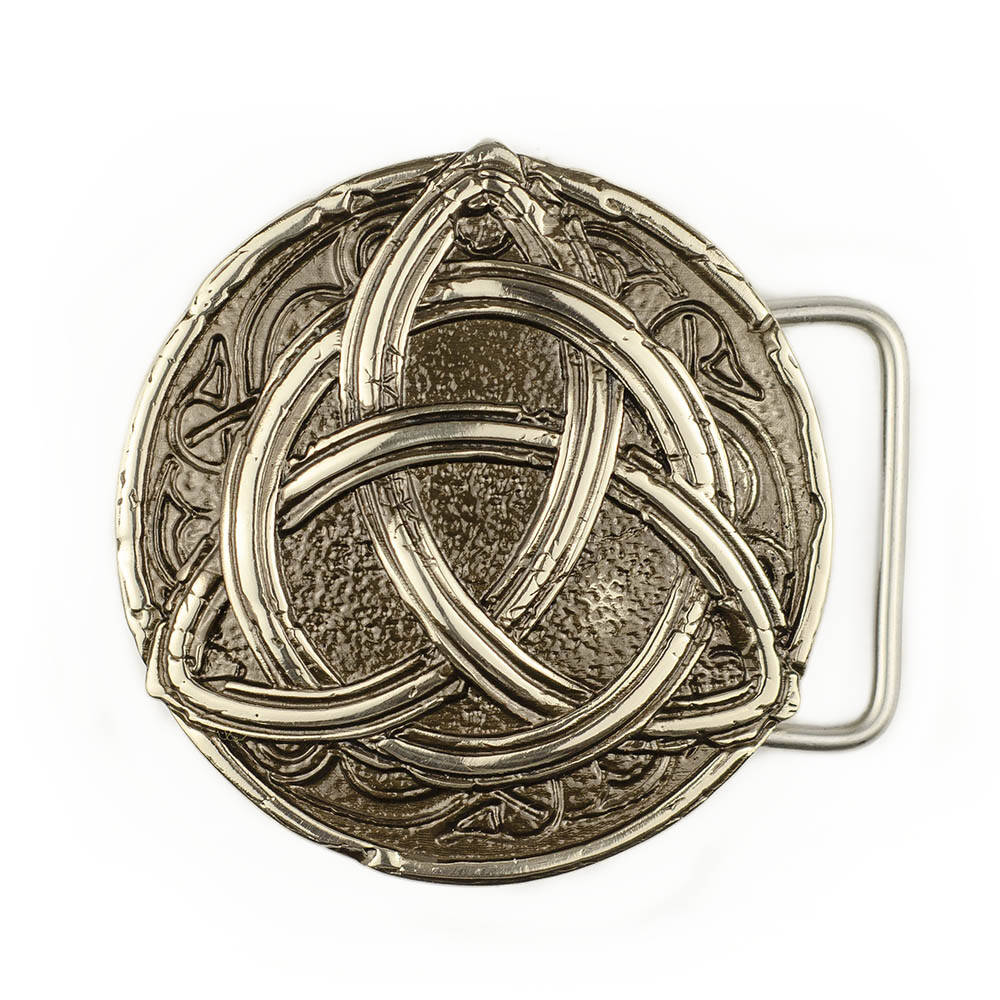 Triquetra german silver belt buckle, Celtic Trinity Knot Triquetra cross symbol