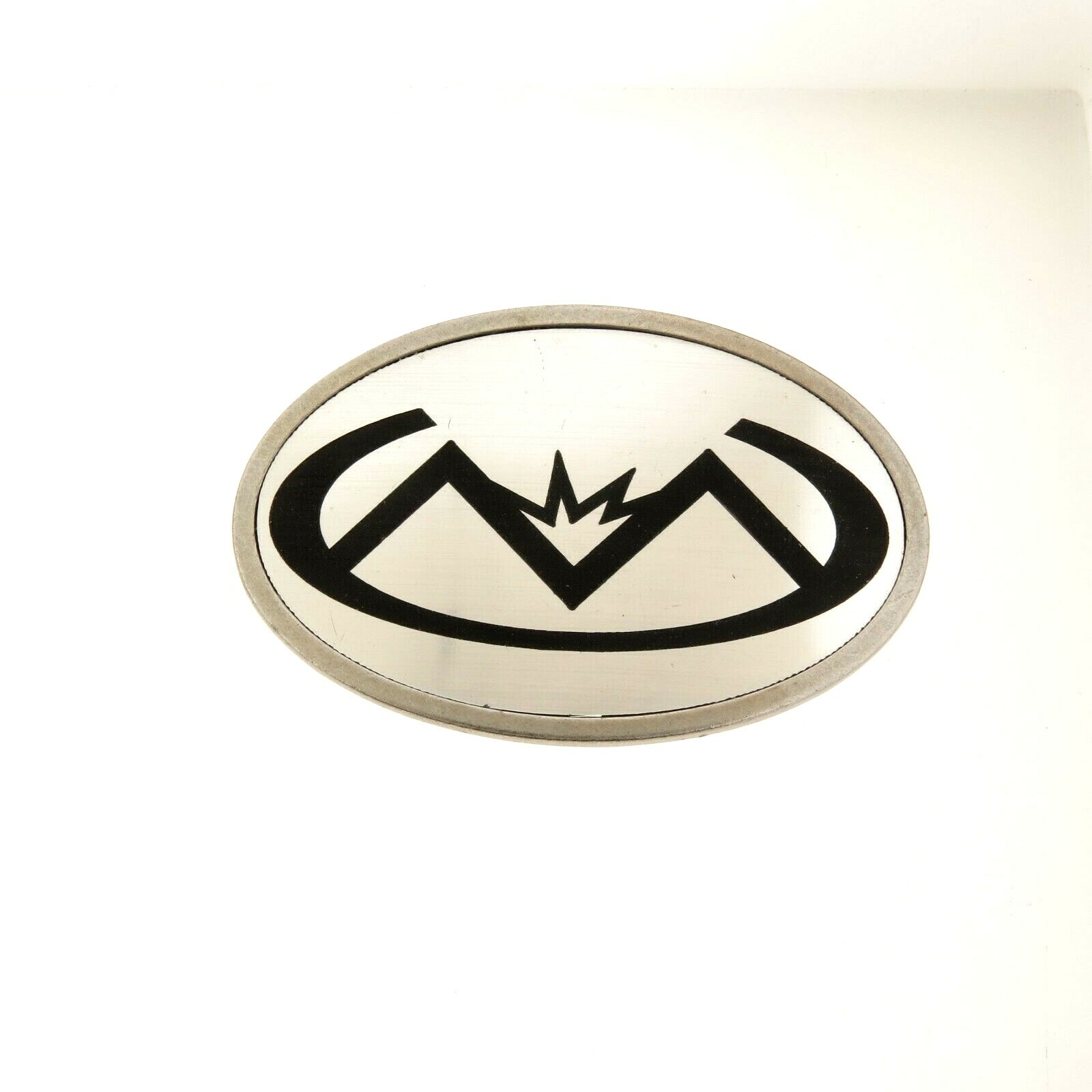 M Logo Oval Large Silver Belt Buckle 2.75×4&Prime;