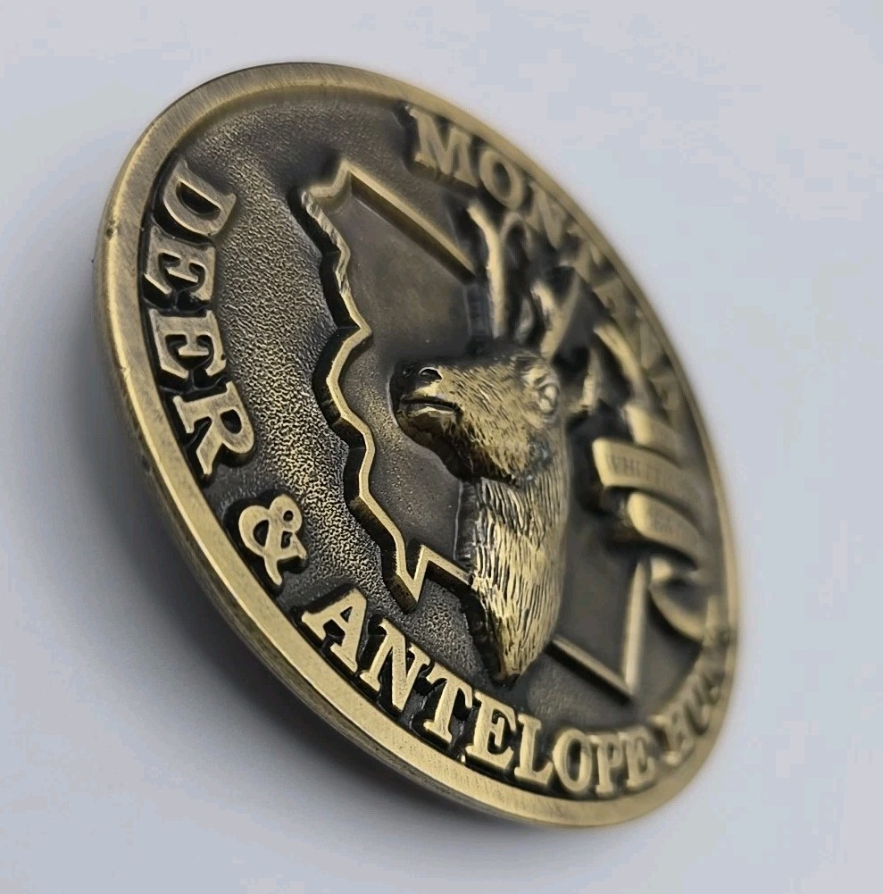 Montana Deer & Antelope Hunt NRA Whittington Center Brass Belt Buckle