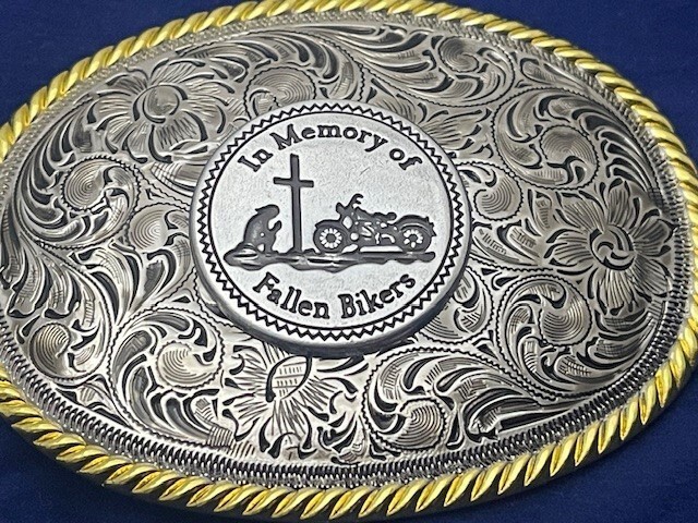 In Memory of Fallen Bikers Western Style Buckle (Pewter)
