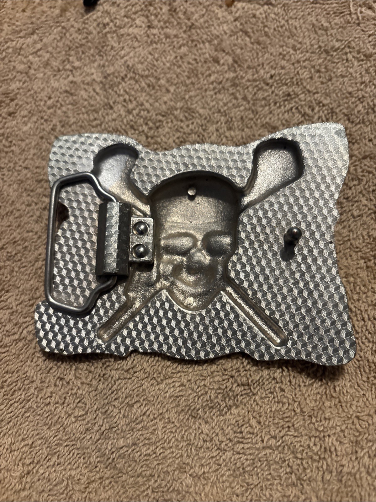 Raised Pirate Skull in Red Bandana Swords Gothic Punk Biker Vibe Belt Buckle