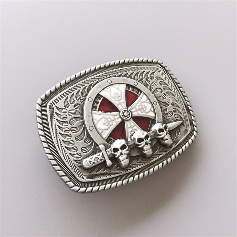 Vintage Enamel Celtic Shield Skull Sword Belt Buckle Gurtelschnalle