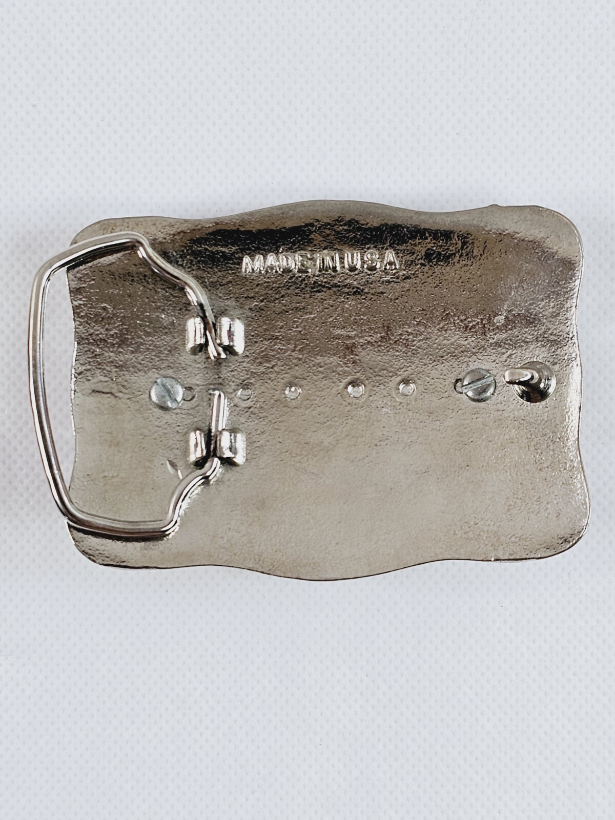 Silver Dollar Blue & Silver Western Style Belt Buckle Engraved Made USA