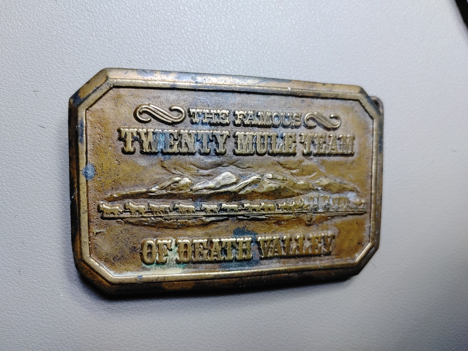 US Borax 1985 The Famous Twenty Mule Team of Death Valley Mining Belt Buckle