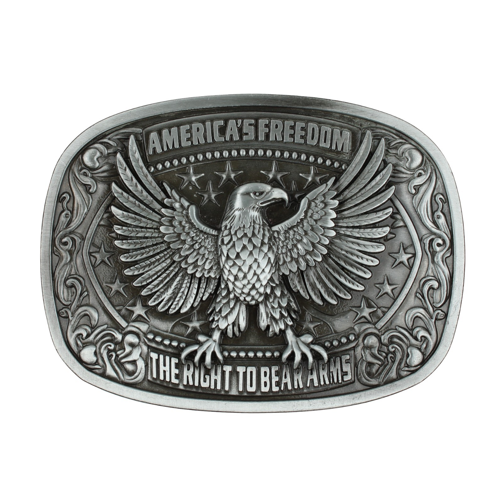 America&rsquo;s Freedom 2nd Amendment Eagle Belt Buckle Antique Silver Fits 1.5&Prime; Belts