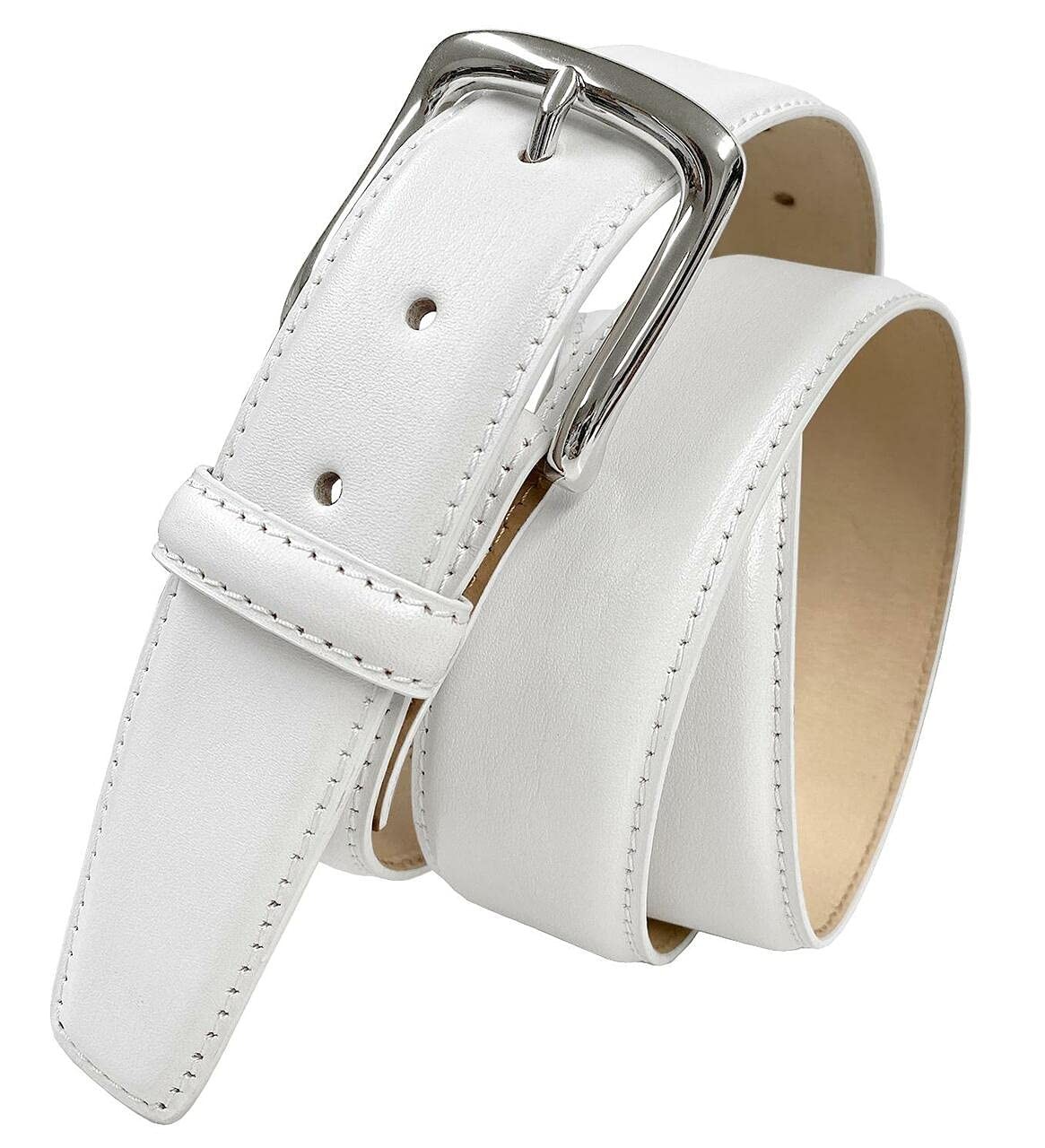 Valley View Classic Buckle Casual Belt Italian 38, W Smooth White