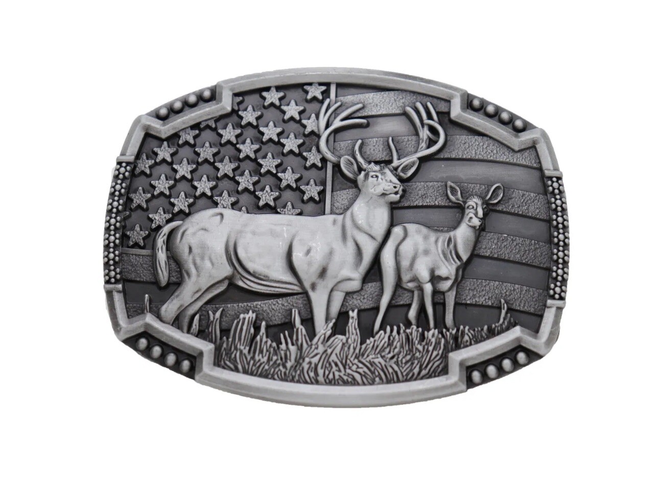 Men Silver Color Metal Belt Buckle Deer Nature Hunter Western Perfect Gift 4 him