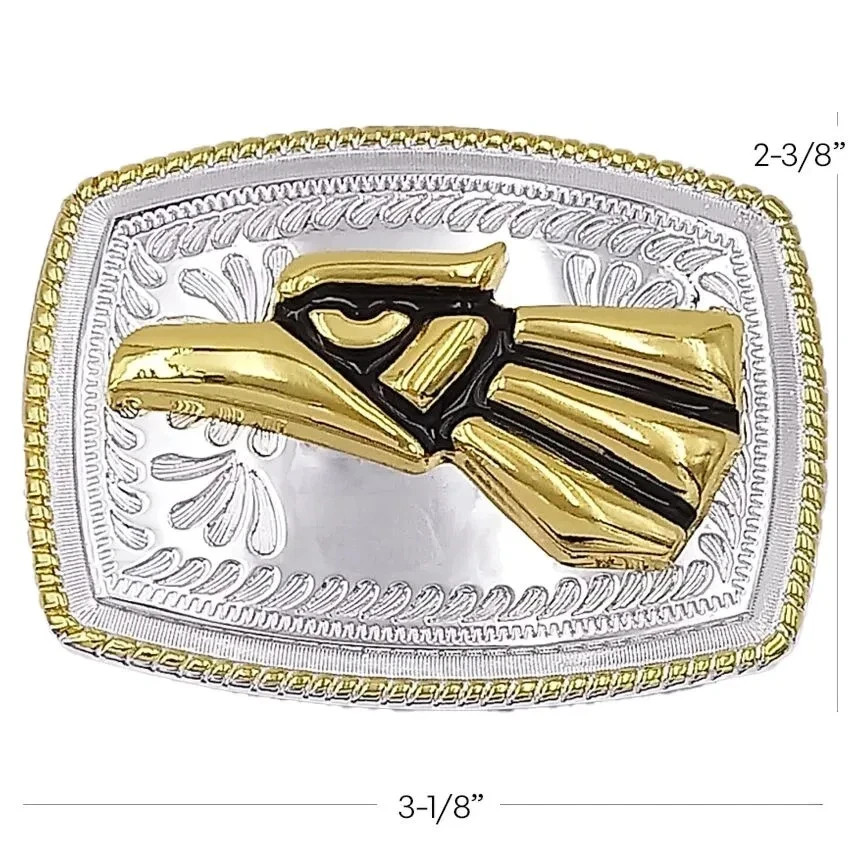 HECHO EN MEXICO EAGLE HEAD Belt Buckle Silver GOLD