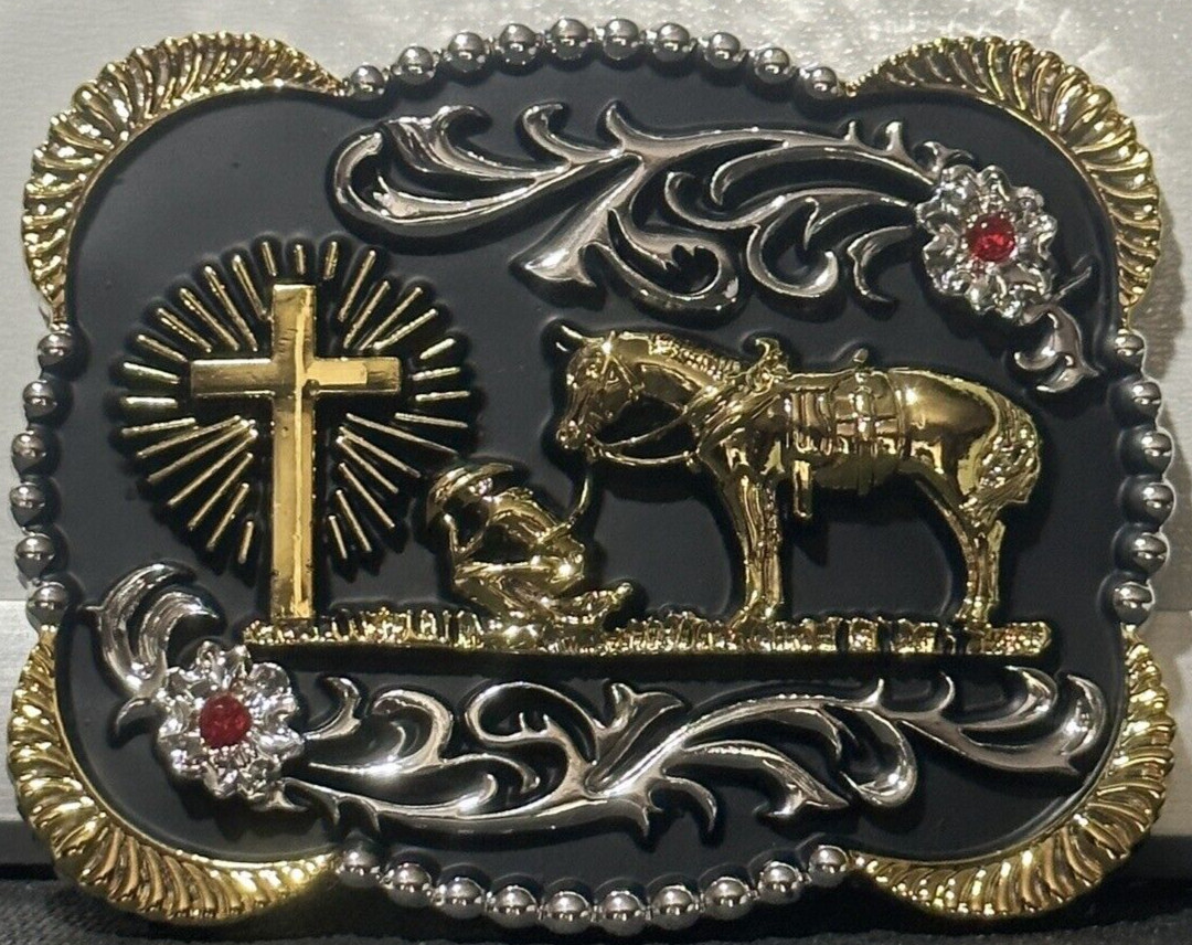 Western Belt Buckle Cowboy Praying Belt Buckle American West Hebilla Vaquera