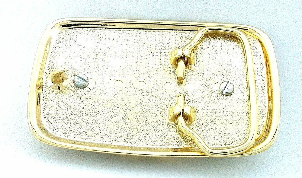 Gold Color Round Natural Black Onyx Cabochon Cab Gemstone Gem Belt Buckle EPBB58