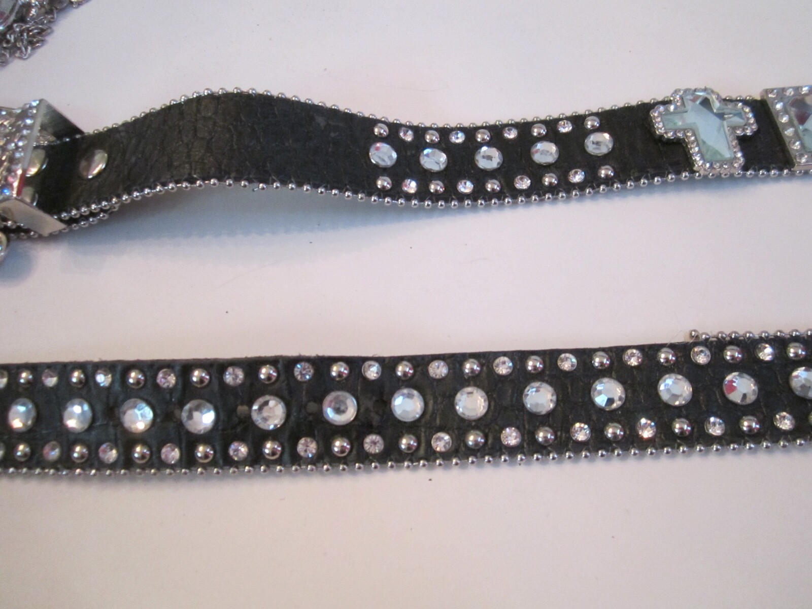 FACETED CRYSTALS RELIGIOUS CROSS & STUDS BELT BUCKLE & LEATHER BELT – BBA-28