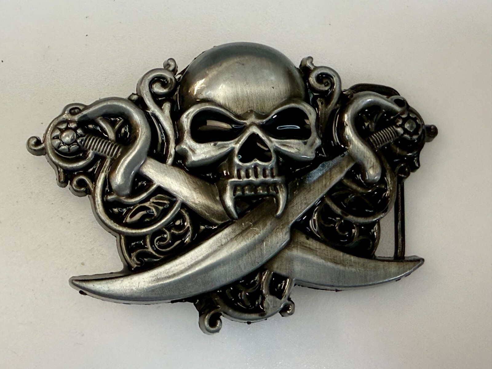 Creepy Skull Head Vampire Teeth Swords Snake Halloween Gothic Biker Belt Buckle