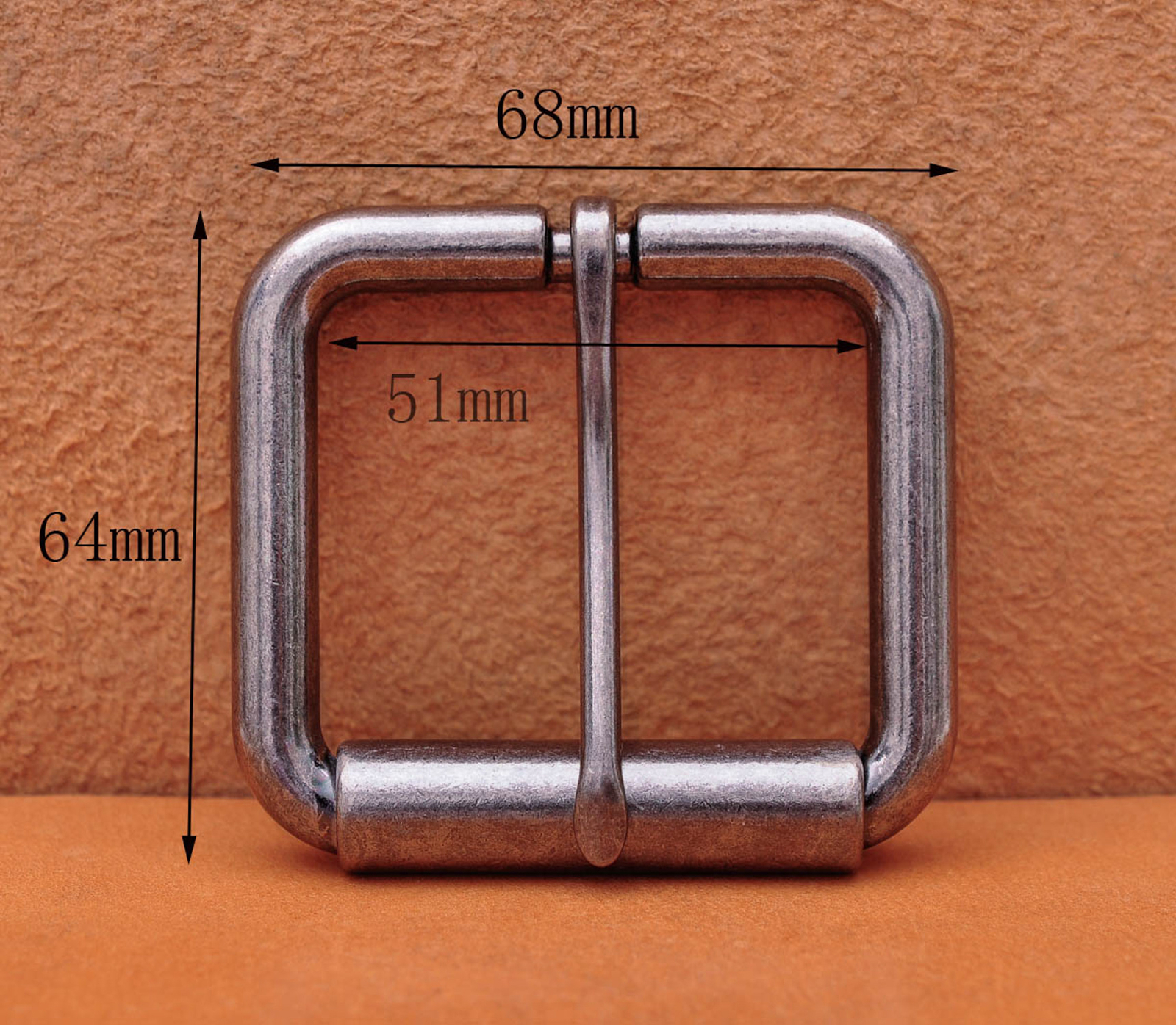2&Prime; (51mm) Mens Roller Belt Buckle Heel Bar Leather Belt Buckles Antique Silver