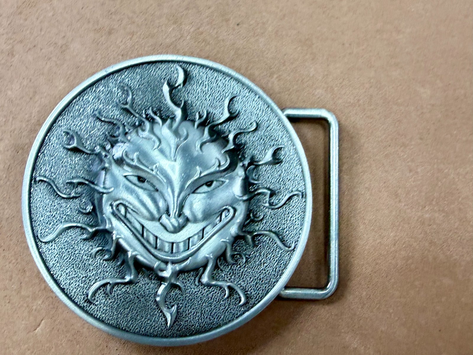 Flaming Sun Solar Flare Grinning Creepy Smile Novelty Belt Buckle by Buckle Rage