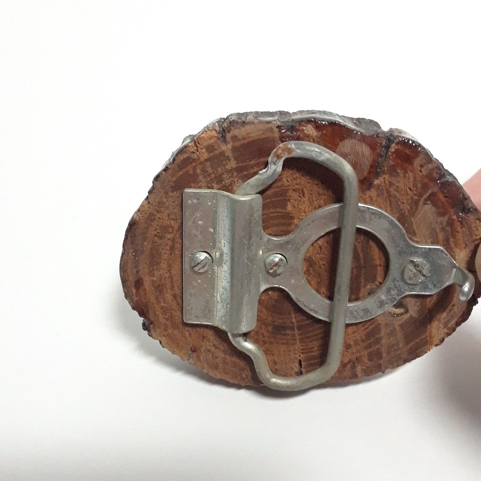Live Edge Wood Slice Buckle 3 x 2&Prime; Vintage – Brown Rustic Retro Cowboy Western