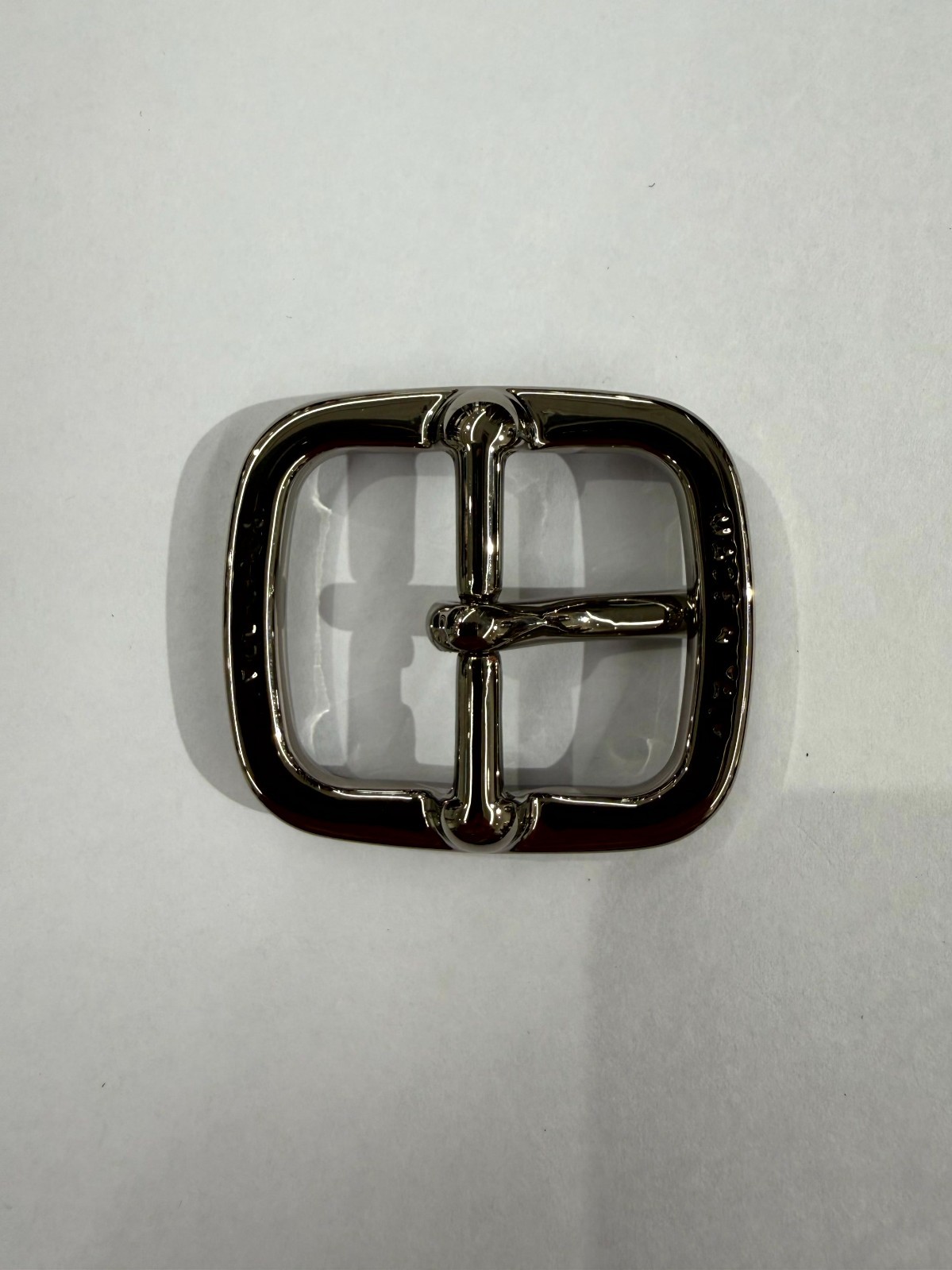 Solid Brass Polished Nickel Center Bar Belt Buckle Made in Italy Fits 1.10&Prime; Belt