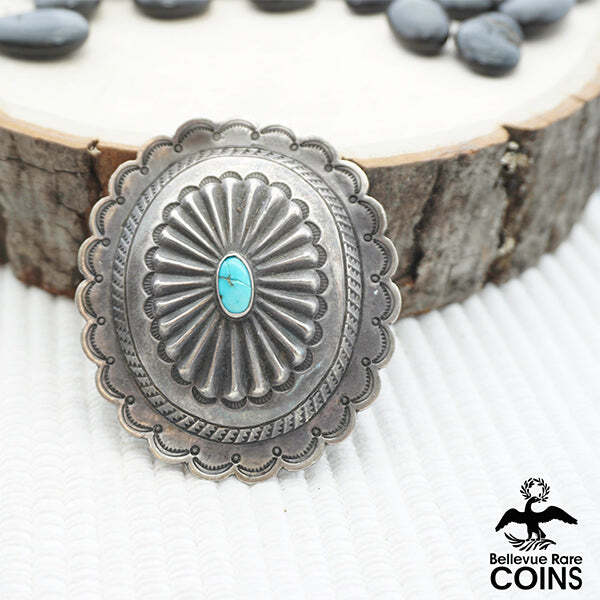 Vintage Southwestern Silver & Turquoise Bolo Tie Knot