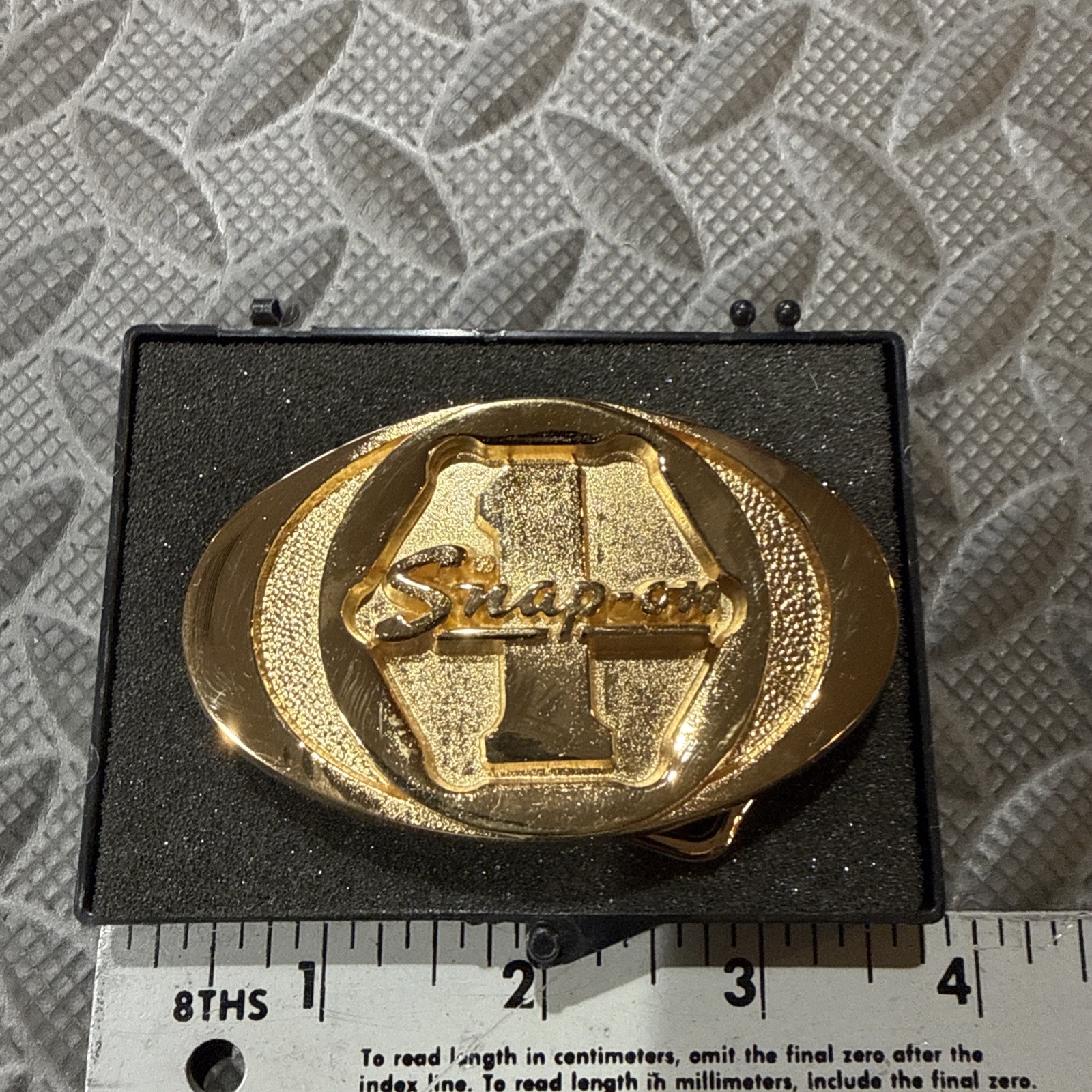 Vintage Snap On Tools Solid Brass Belt Buckle BTS SPP-455 Retro USA Gold
