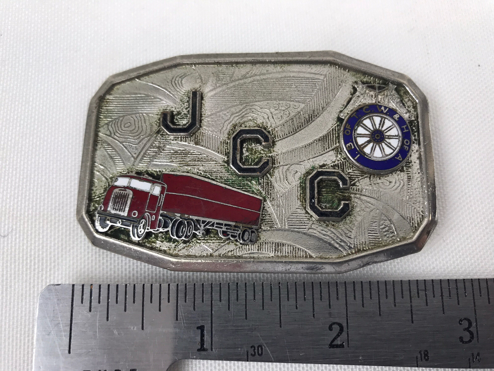 Vintage I.B. of T. C. W. & H. of A. JCC Trucker Metal Belt Buckle