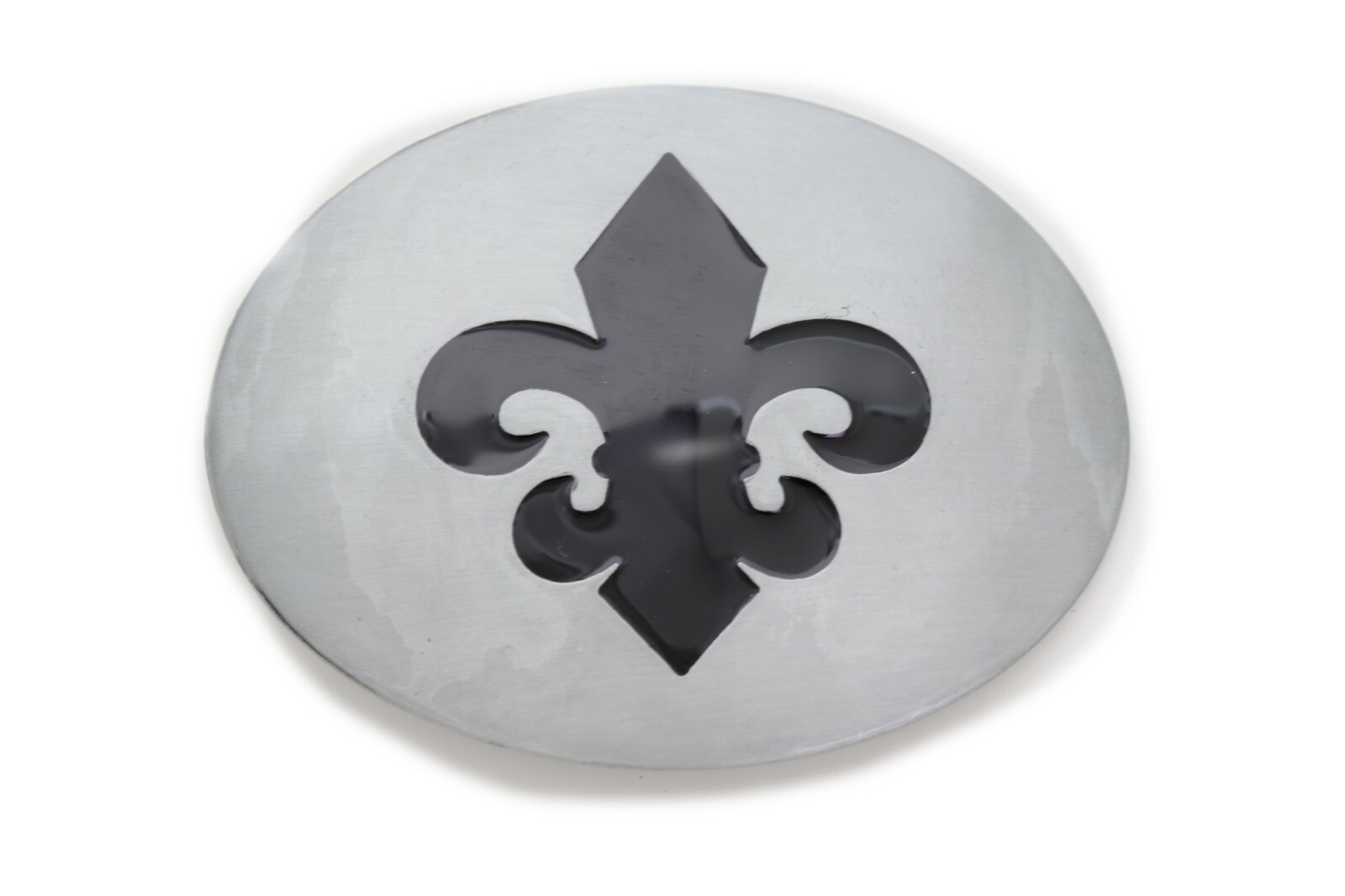 Men Women Casual Belt Buckle Silver Metal Western Biker Oval Shape Fleur De Lis