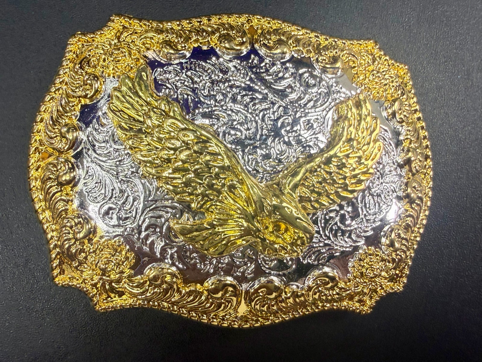 Western American Pride USA Bald Eagle Majestic Flying Two Tone Belt Buckle