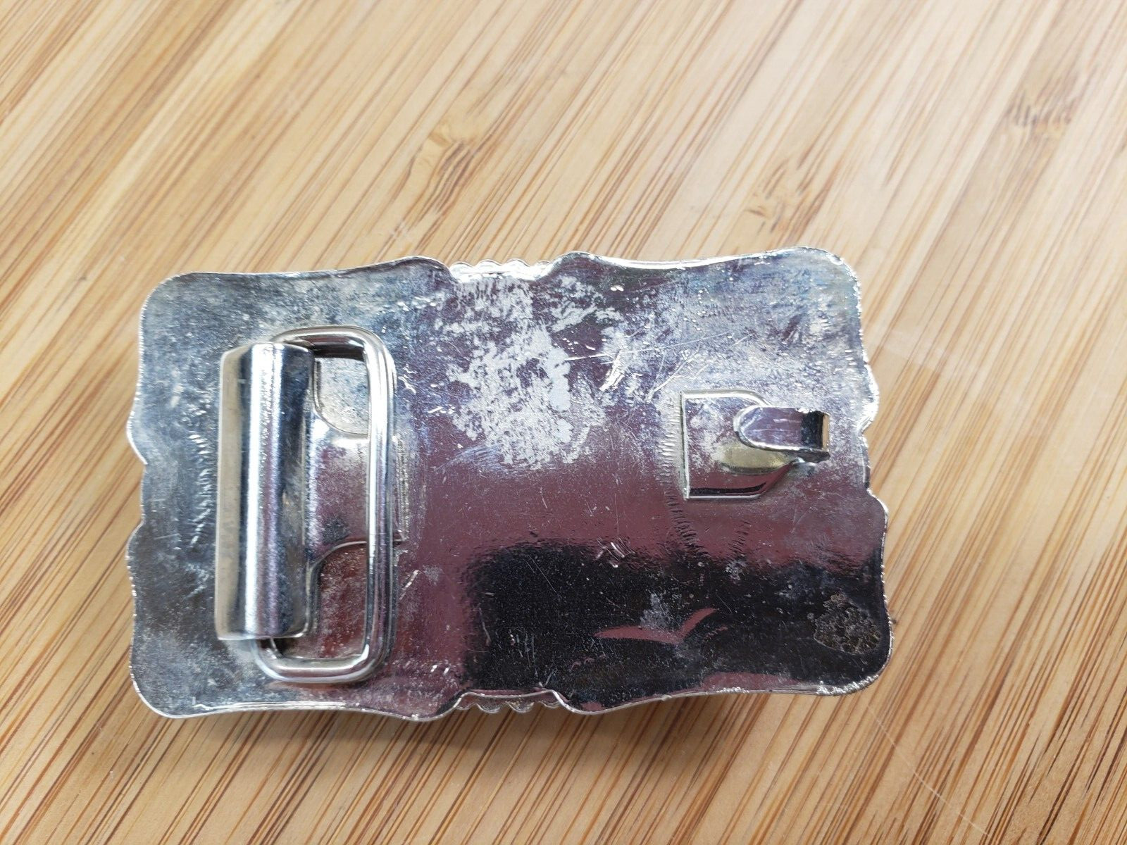 Southwestern Silver Tone Etched Picture Jasper Belt Buckle