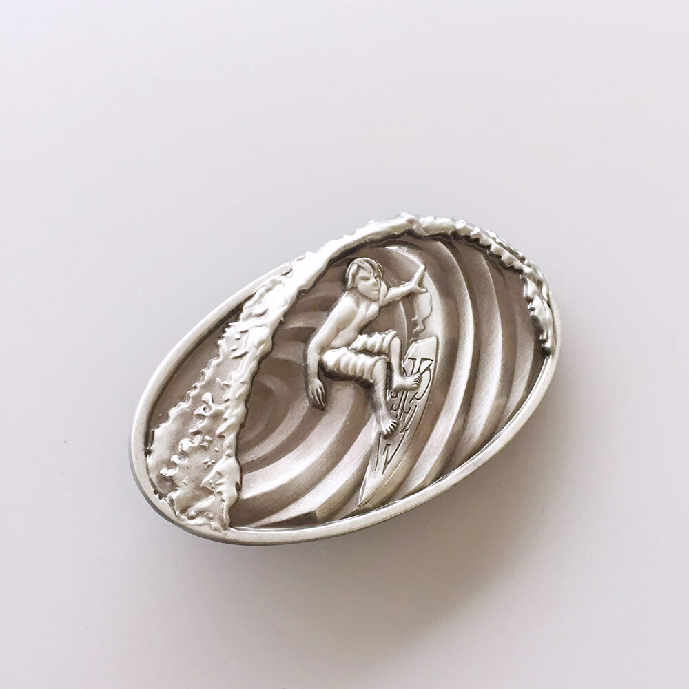 Vintage Style 3D Surfing Play Boy Oval Belt Buckle Gurtelschnalle