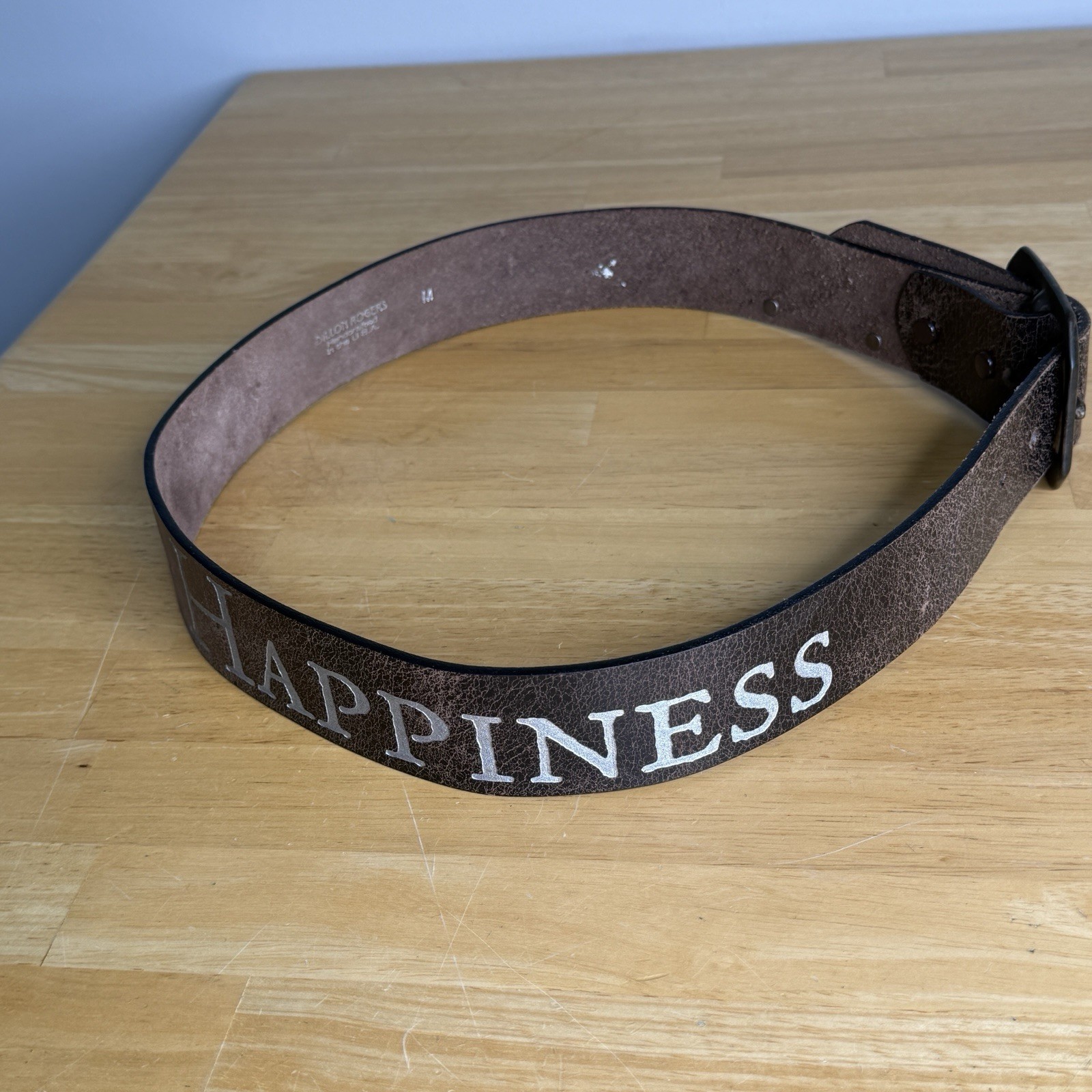 Rare VTG Peace Love Happiness Hippie Belt Boho Leather Unisex Dillon Rogers Read