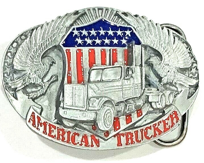 American Trucker Enameled Siskiyou Belt Buckle Western Cowboy Motorcycle