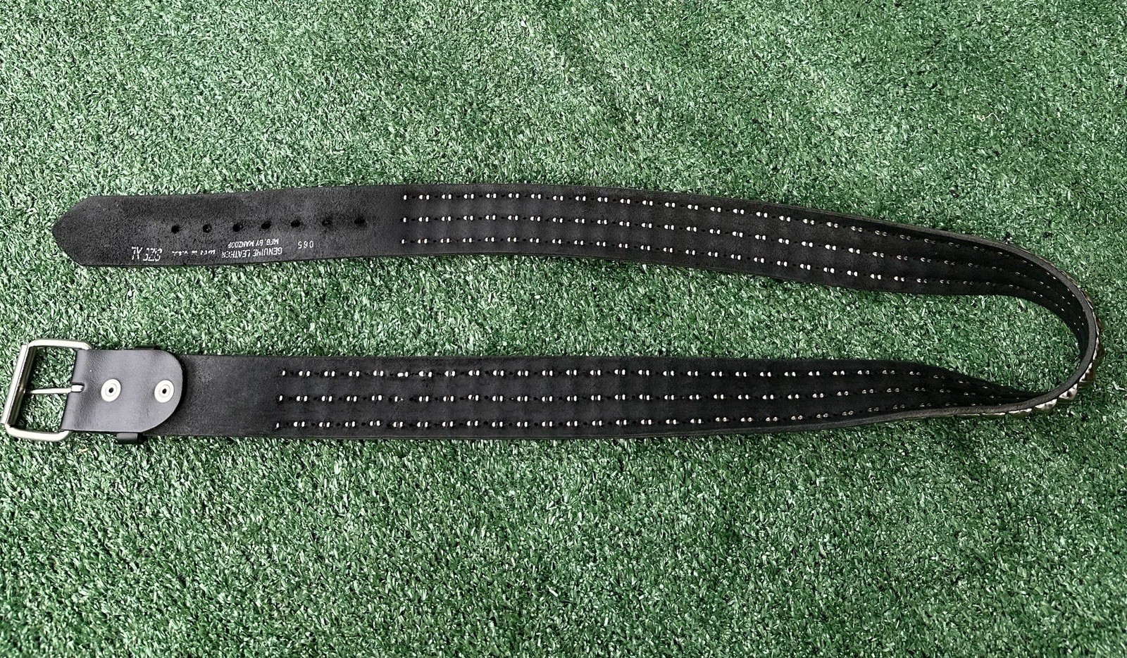 VTG 90s Manzoor Leather 3 Row Pyramid 1/2” Studded Belt Mens XL USA Made