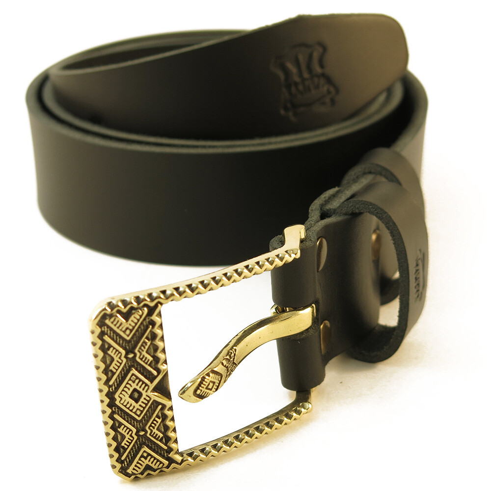Brass belt buckle « Bayurok », pin type, Handmade Ukrainian embroidery belt buckle