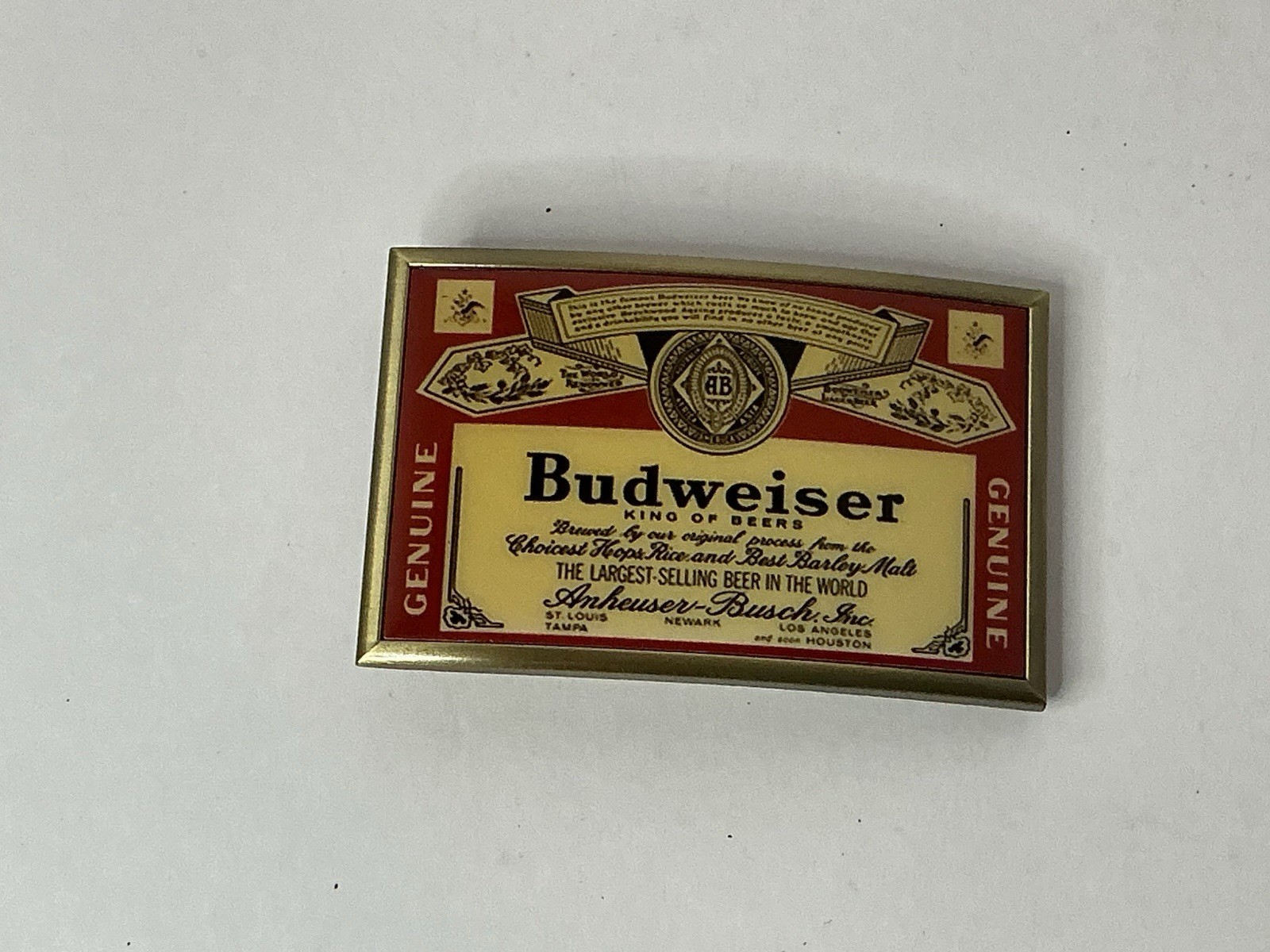2pc NIB Bradford Exchange Budweiser Beer Belt Buckles Collection W COA A1223